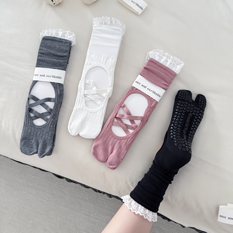Lace Trim Split Toe Yoga Socks - Yoga Mat ulasan dan harga