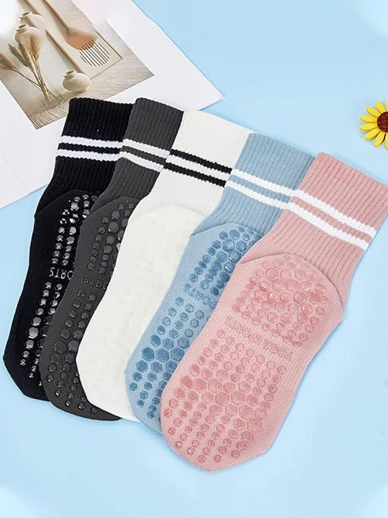 3 Pairs of Yoga Socks, Non-Sli - Yoga Mat ulasan dan harga