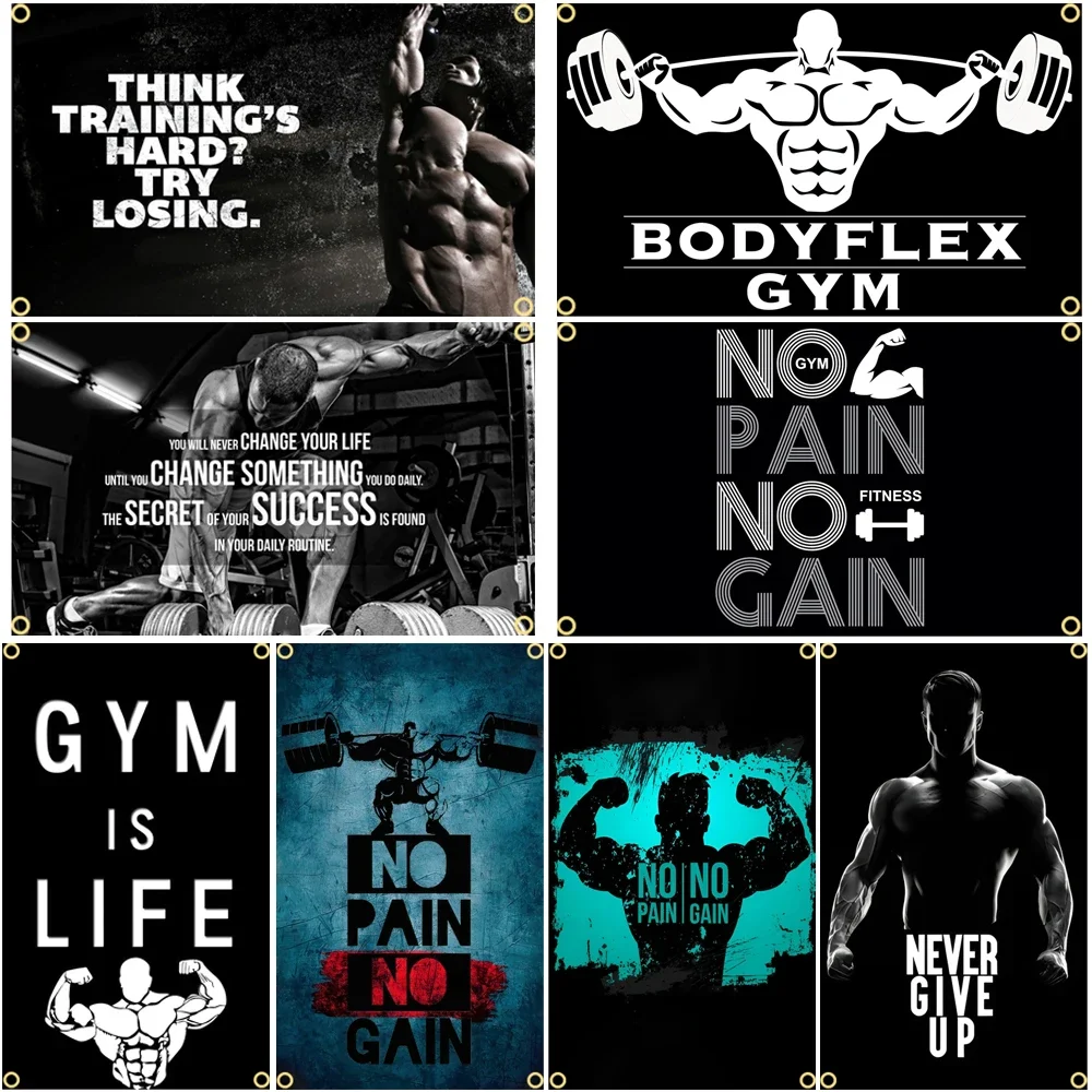 GYM Flag Message Signs Slogan  - Sports Equipment Poster ulasan dan harga